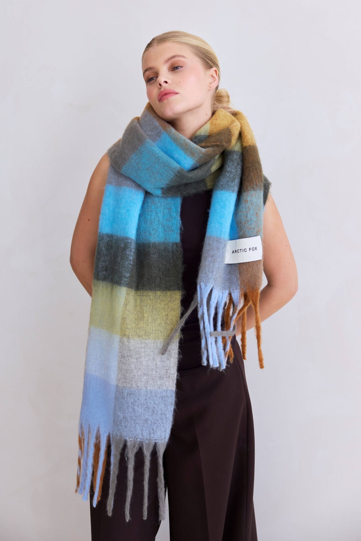 Arctic Fox Reykjavik-Schal - 100 % recycelt - Blau/Braun