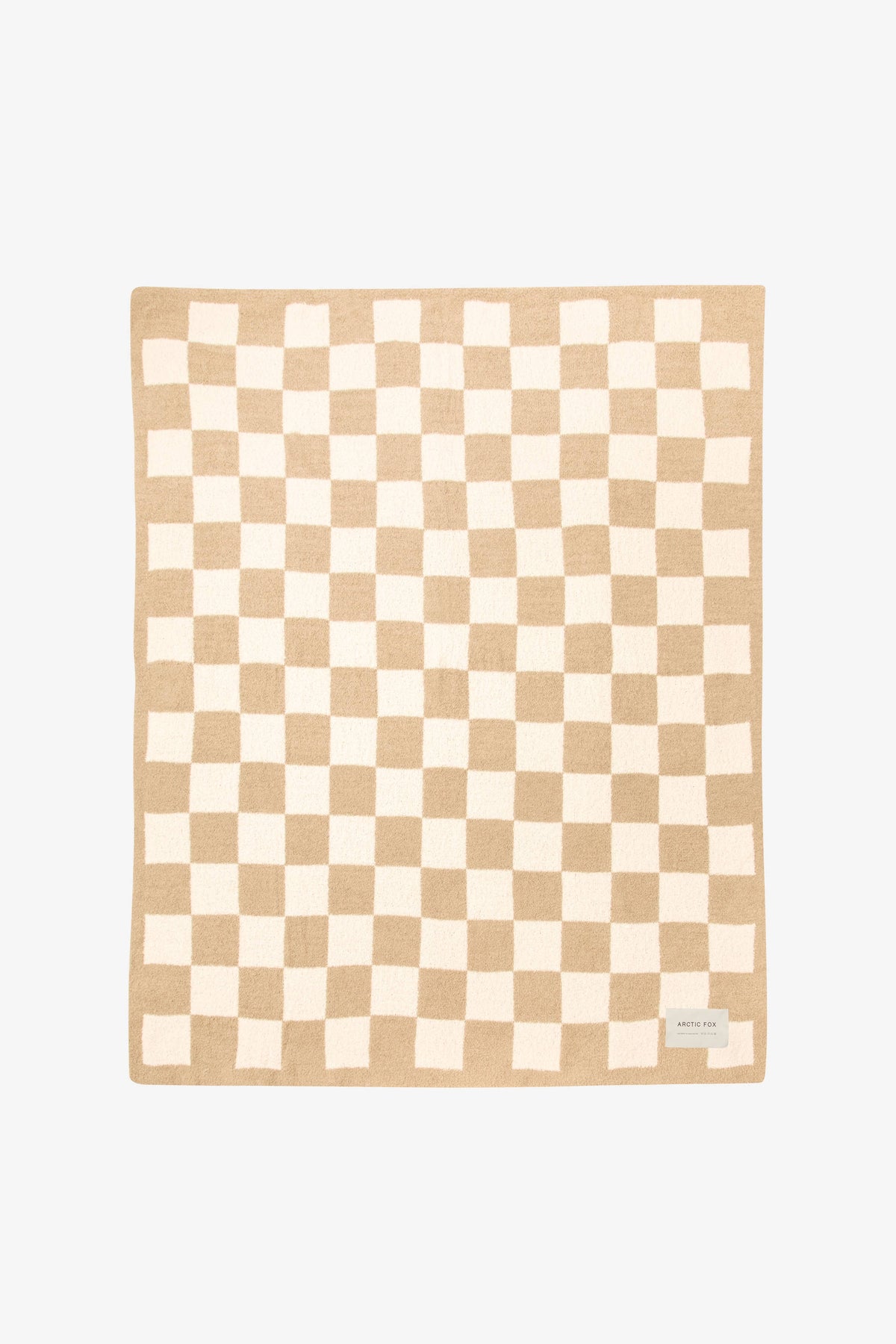 Teddy-Decke – 100 % recycelt – Beige kariert