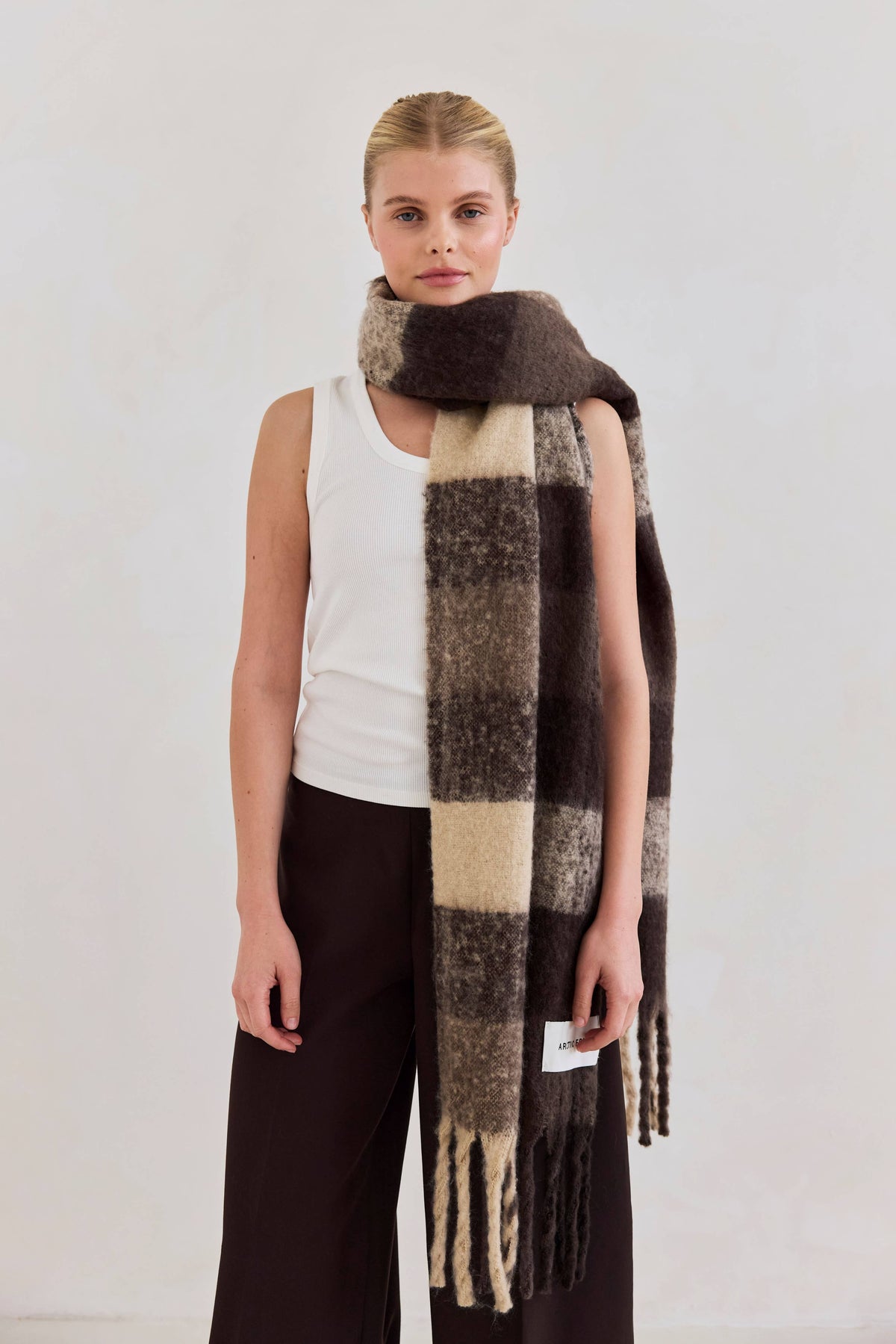 Arctic Fox Reykjavik-Schal – 100 % recycelt – Braun kariert – HW26