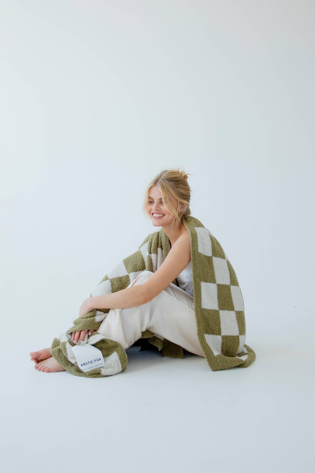 Arctic Fox Teddy-Decke - 100 % recycelt - Khaki-Karo