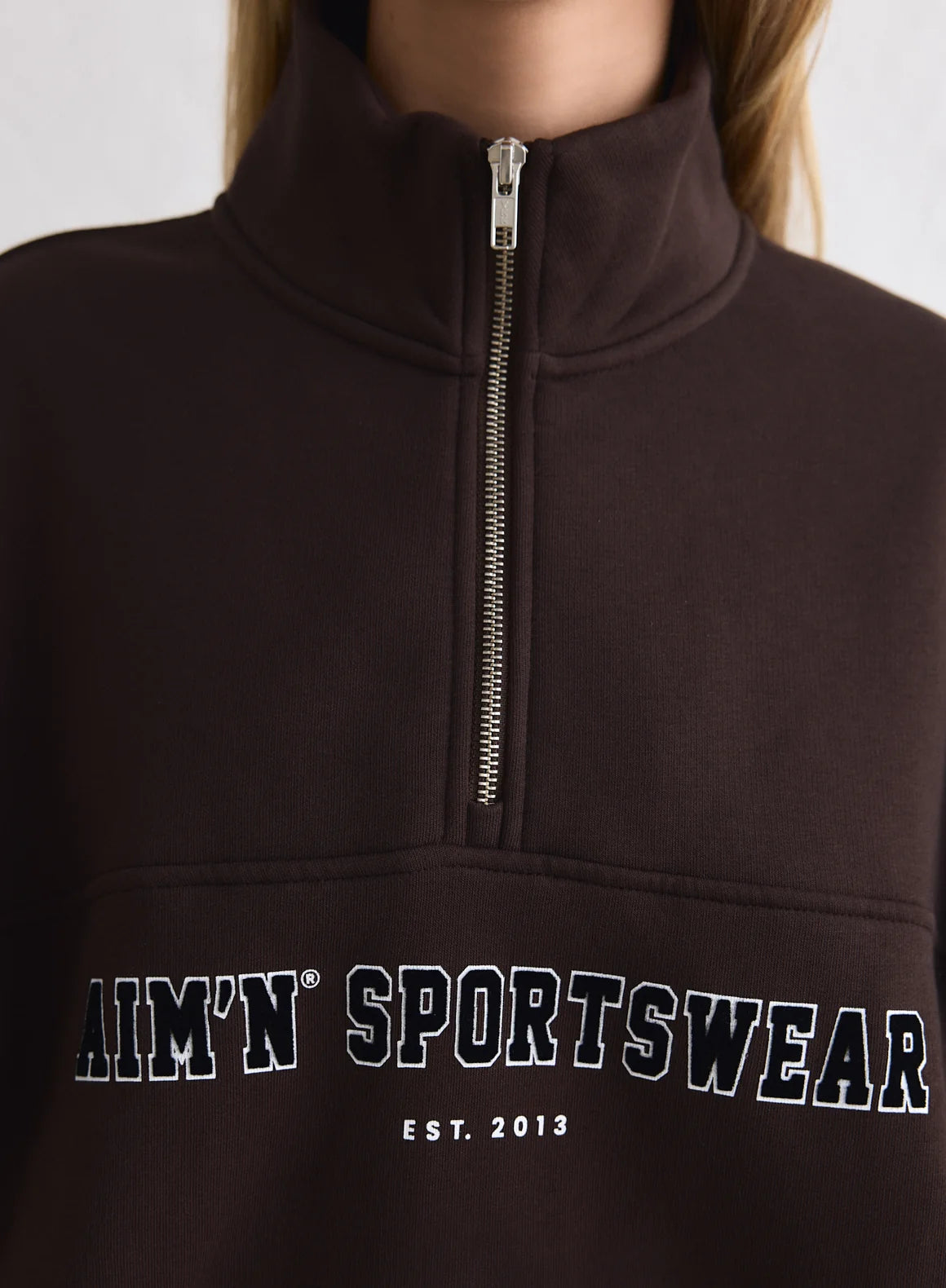 Aim'n Sportswear Varsity Sweat Half Zip chocolate