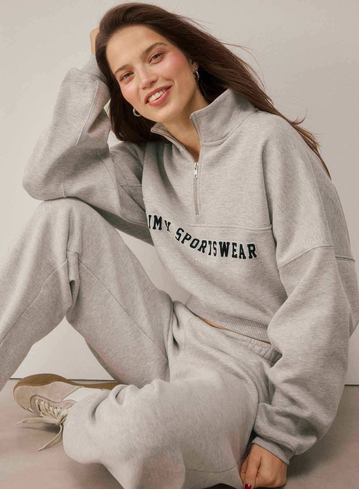 Aim'n Sportswear Varsity Sweat Half Zip grey melange