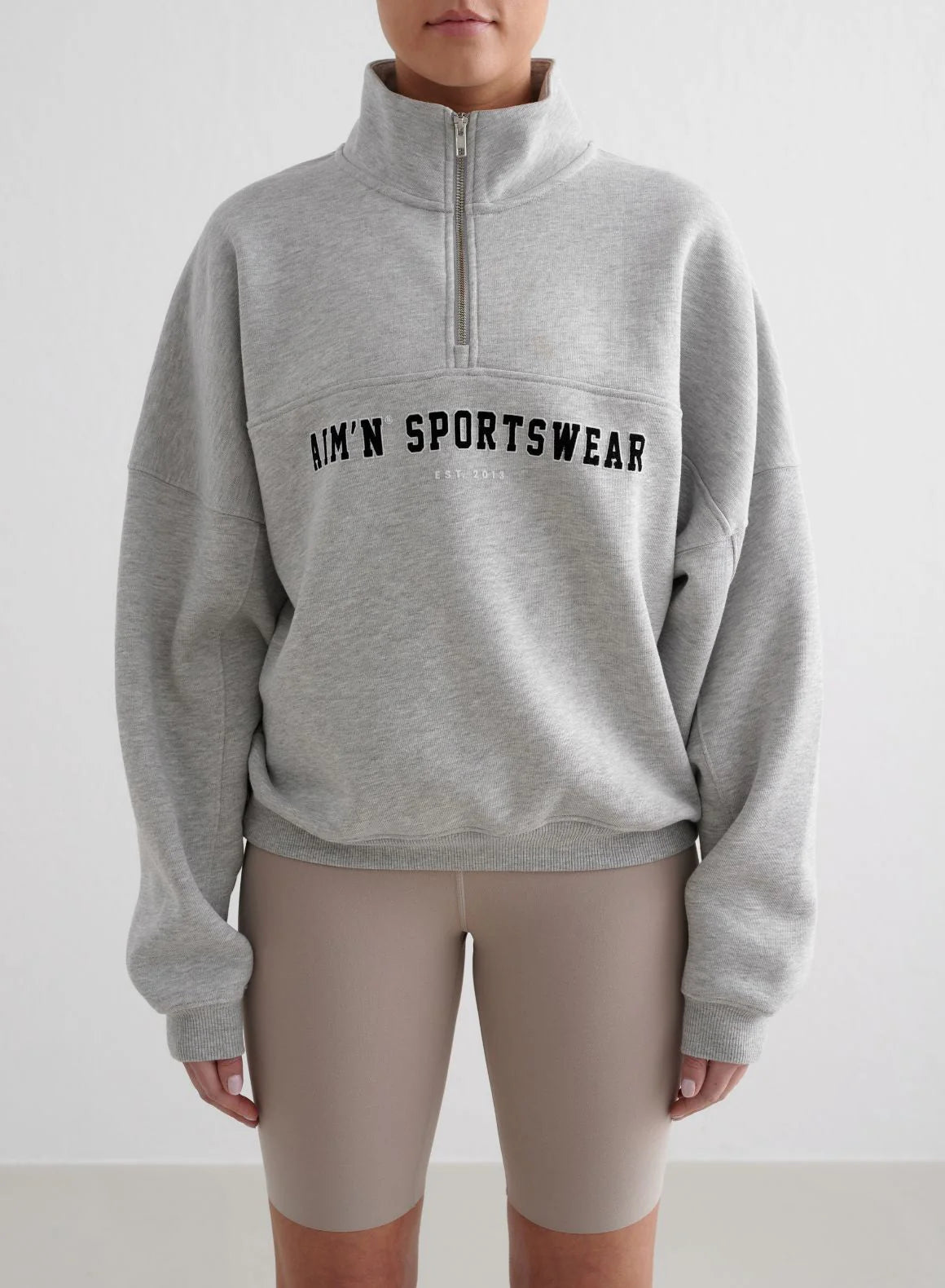 Aim'n Sportswear Varsity Sweat Half Zip grey melange