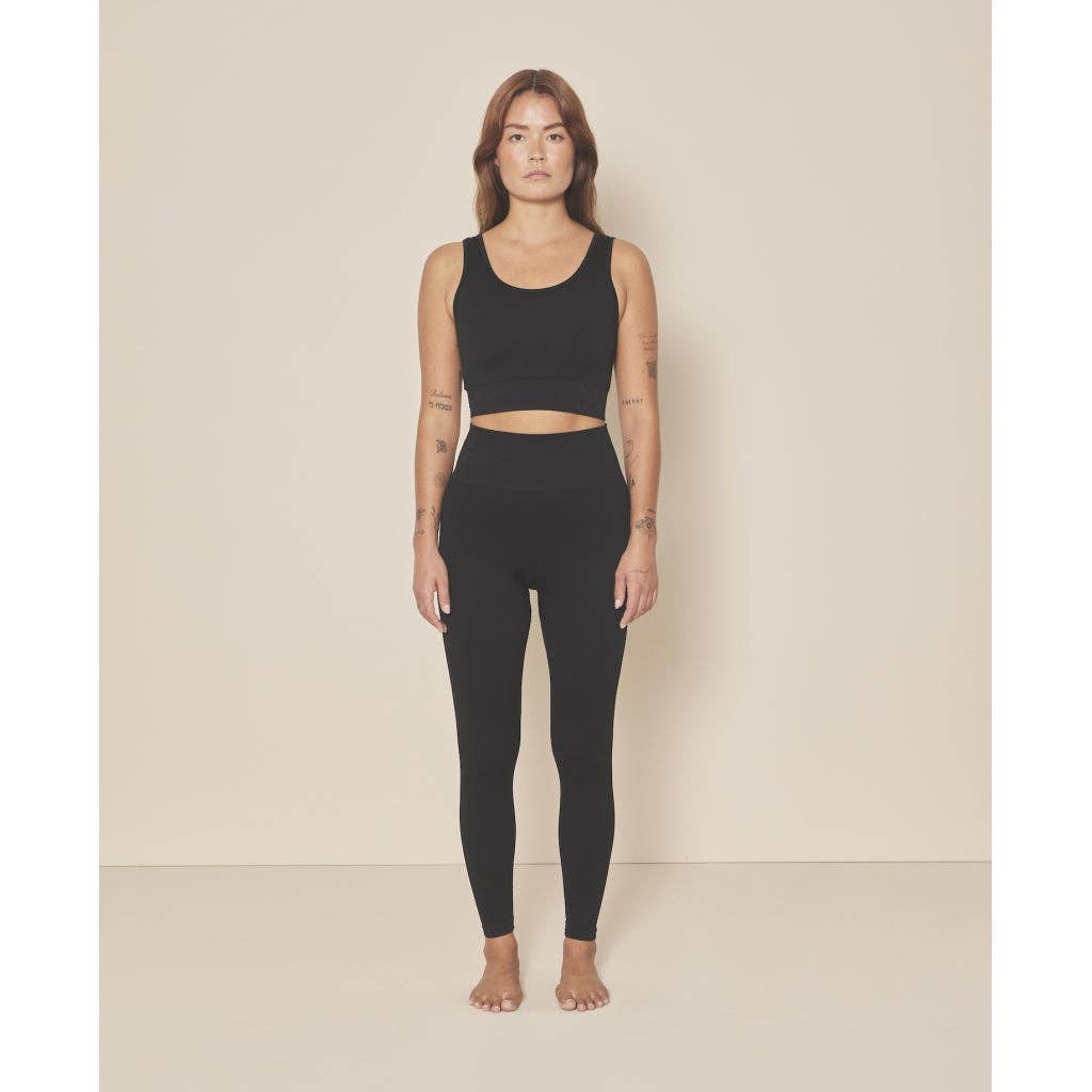 Nahtlose Leggings mit weichem Rippmuster - Black Iris