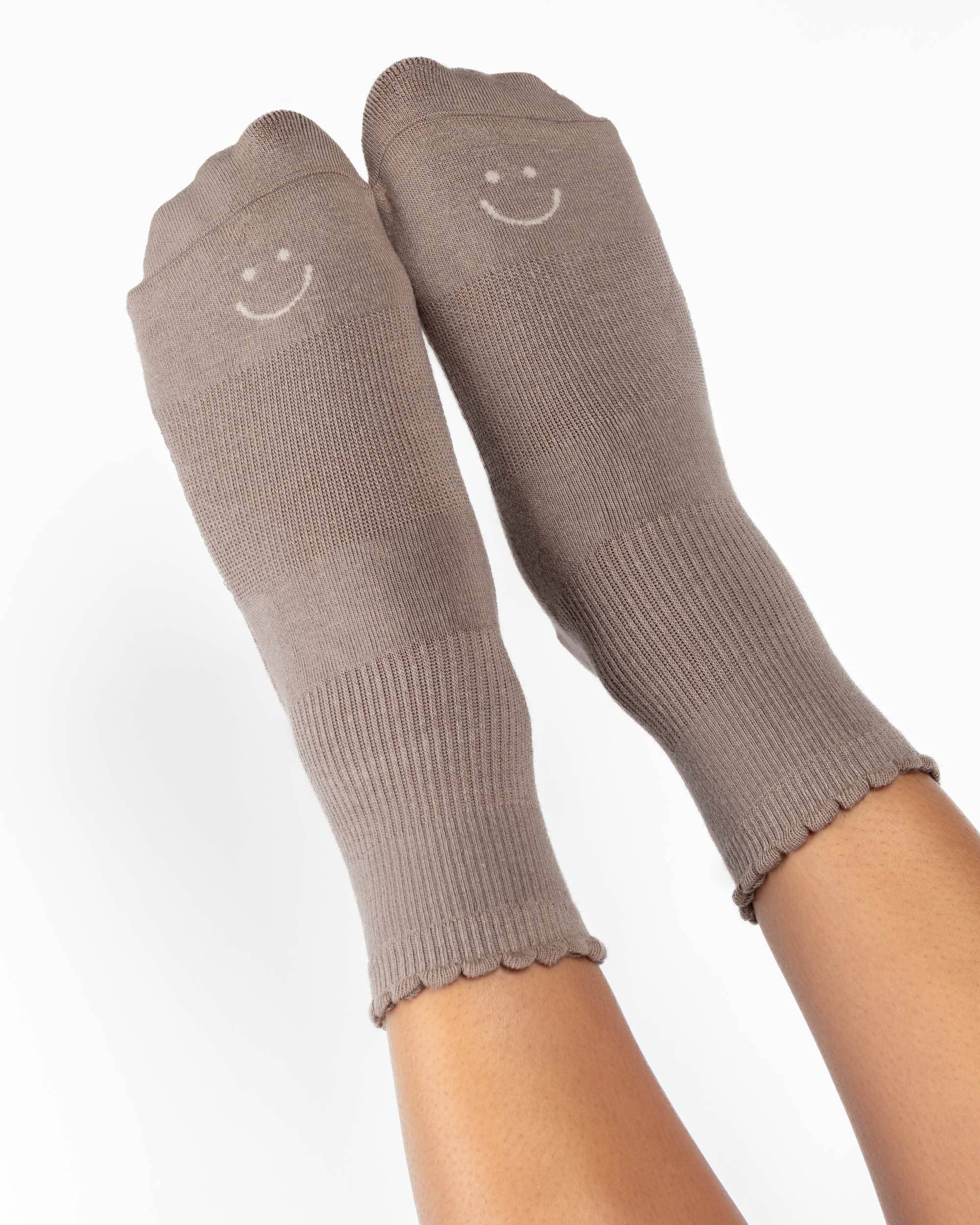 Damen Happy Knöchelgriff Socken – Rutschfeste Baumwollmischung für Pilates & Barre