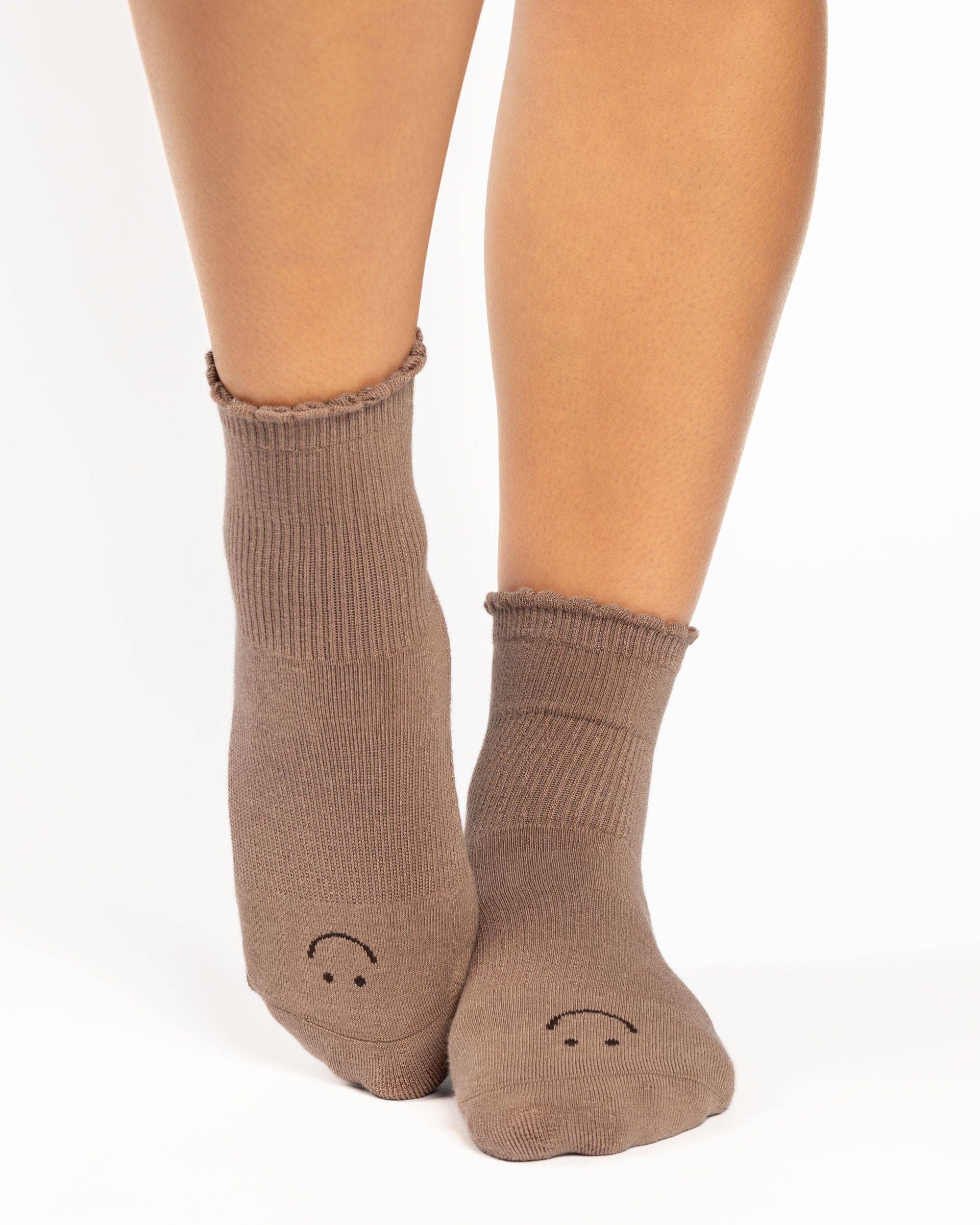 Damen Happy Knöchelgriff-Socke – Rutschfeste Baumwollmischung für Pilates & Barre