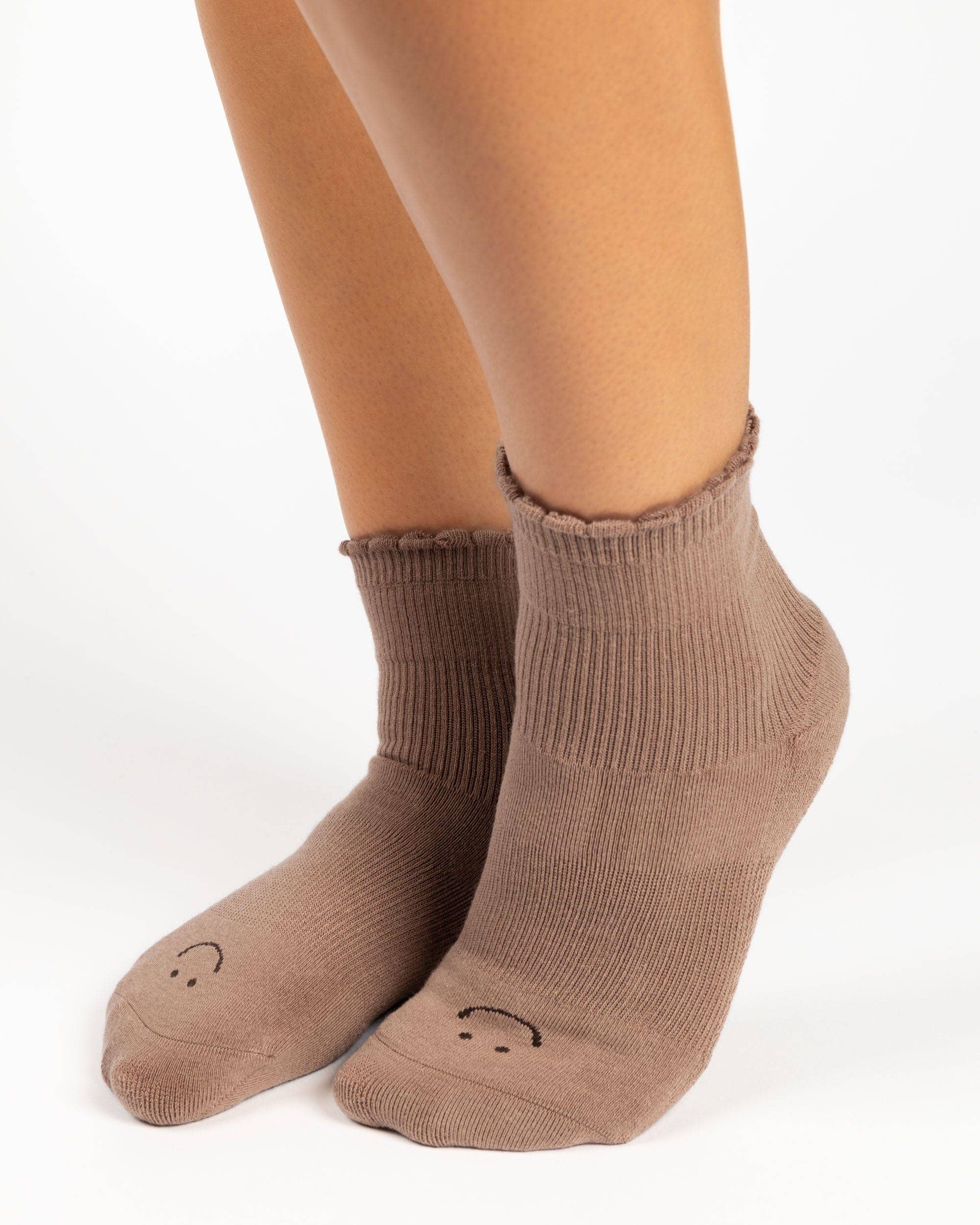 Damen Happy Knöchelgriff-Socke – Rutschfeste Baumwollmischung für Pilates & Barre