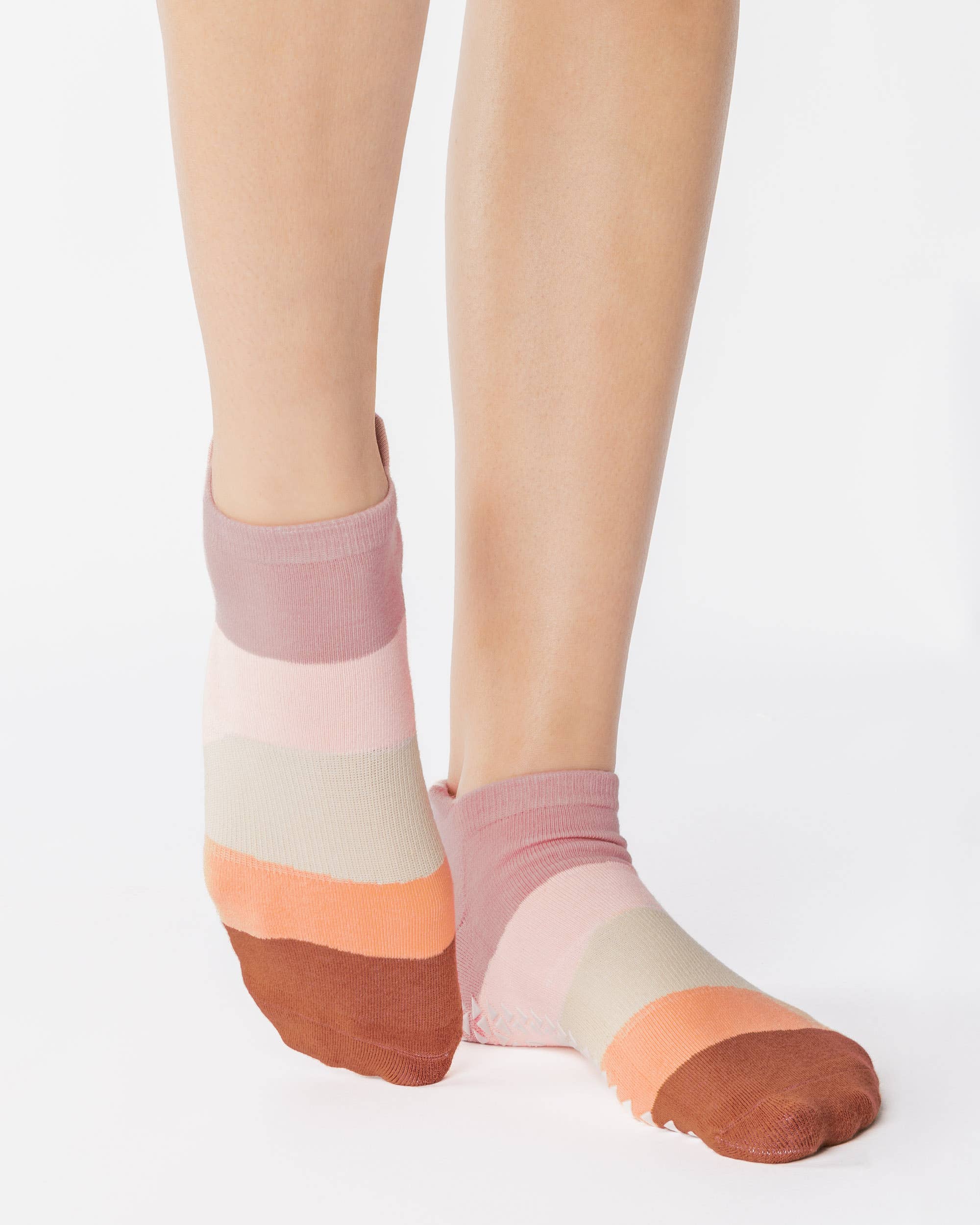 Pointe Studio Layered Stripe Full Foot Grip Socks