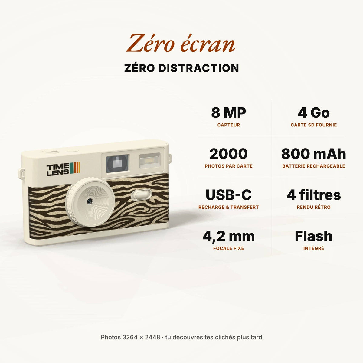Kamera TimeLens® Cream Zebra