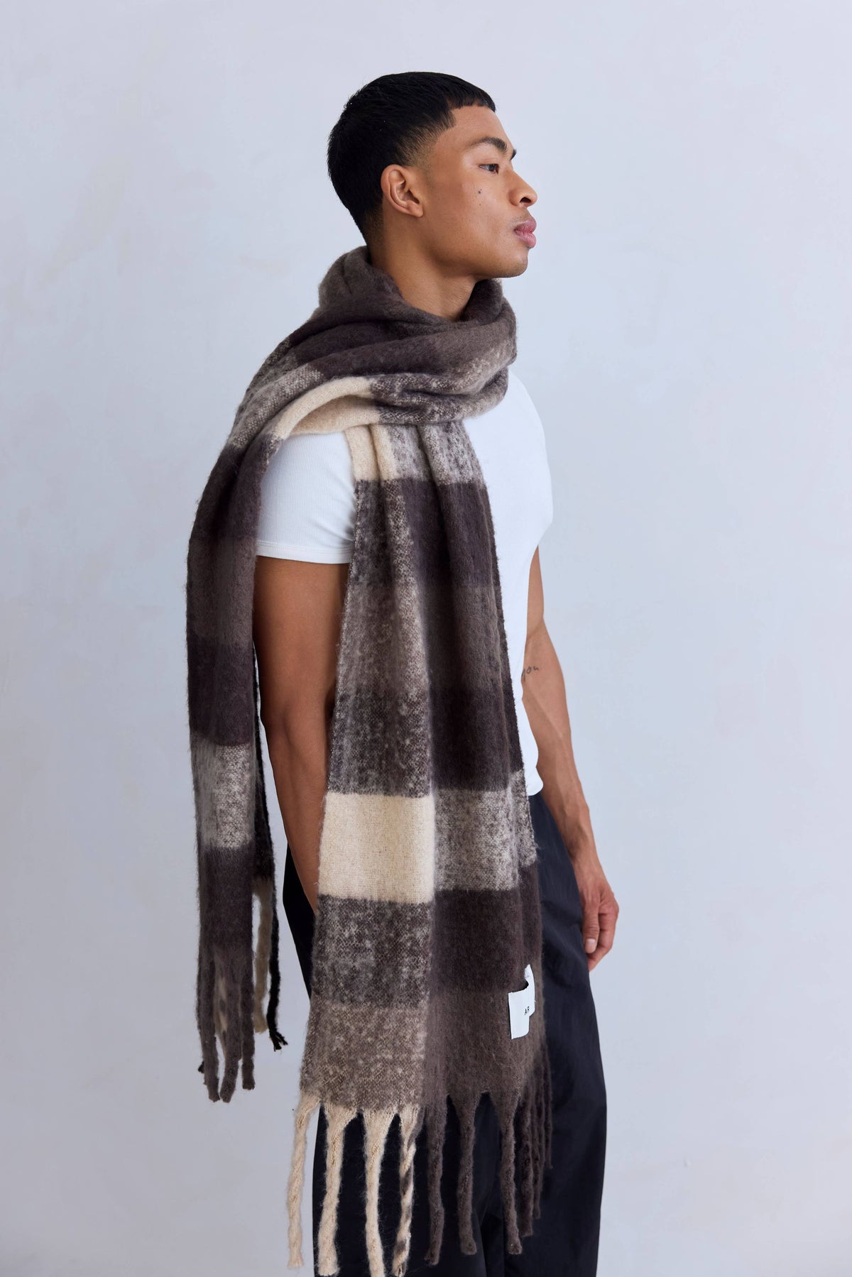 Arctic Fox Reykjavik-Schal – 100 % recycelt – Braun kariert – HW26