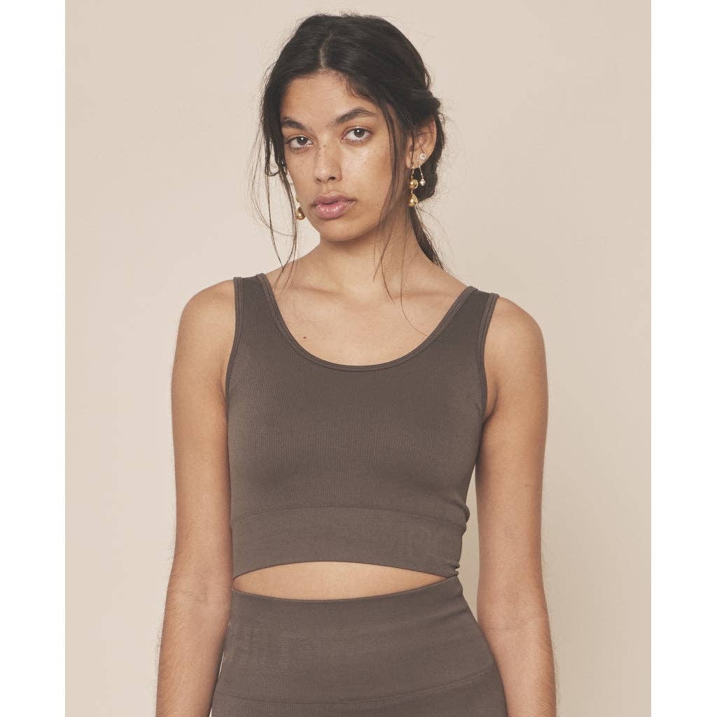Soft Seamless Rib Crop Top - Khaki