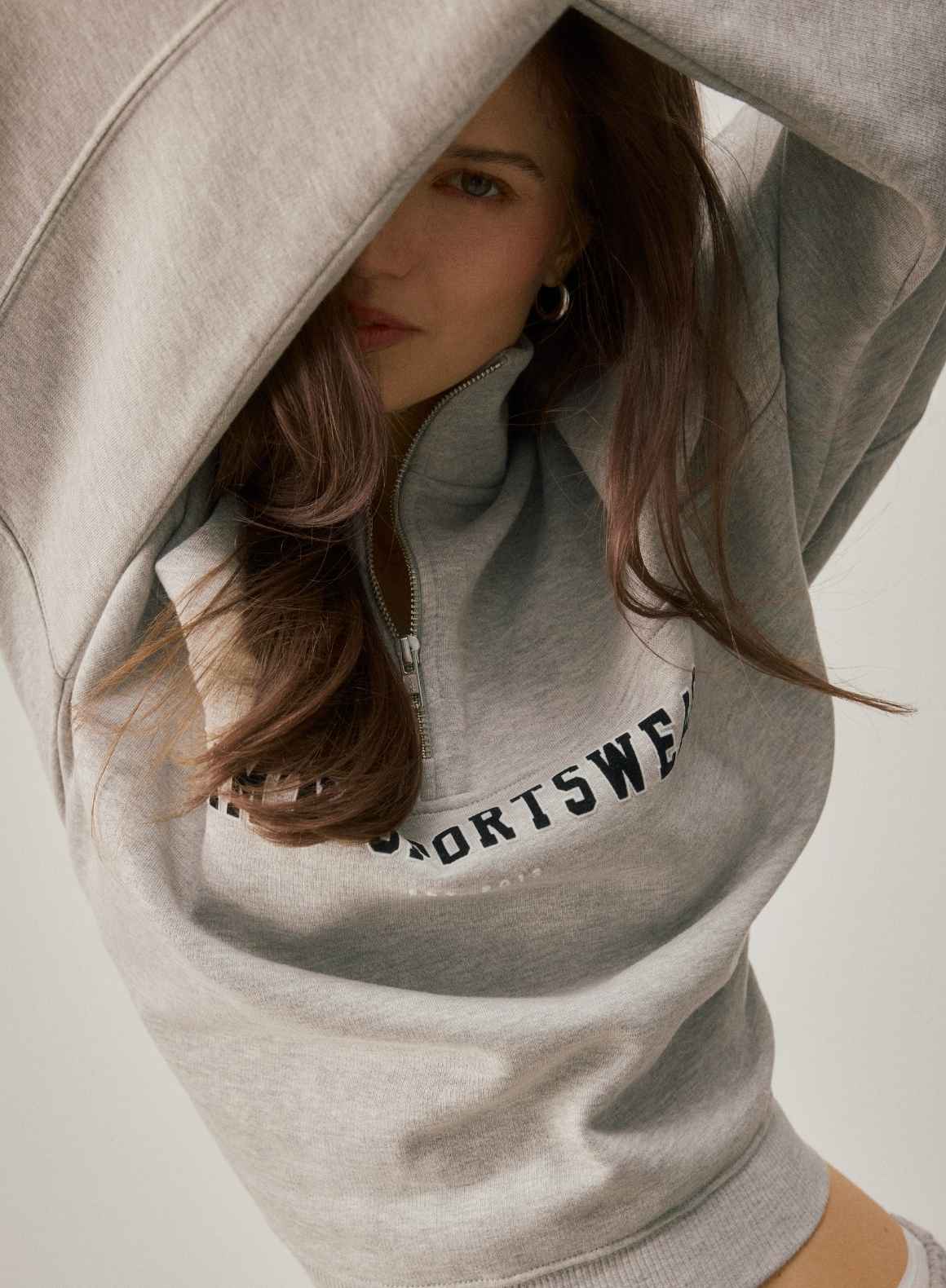 Aim'n Sportswear Varsity Sweat Half Zip grey melange