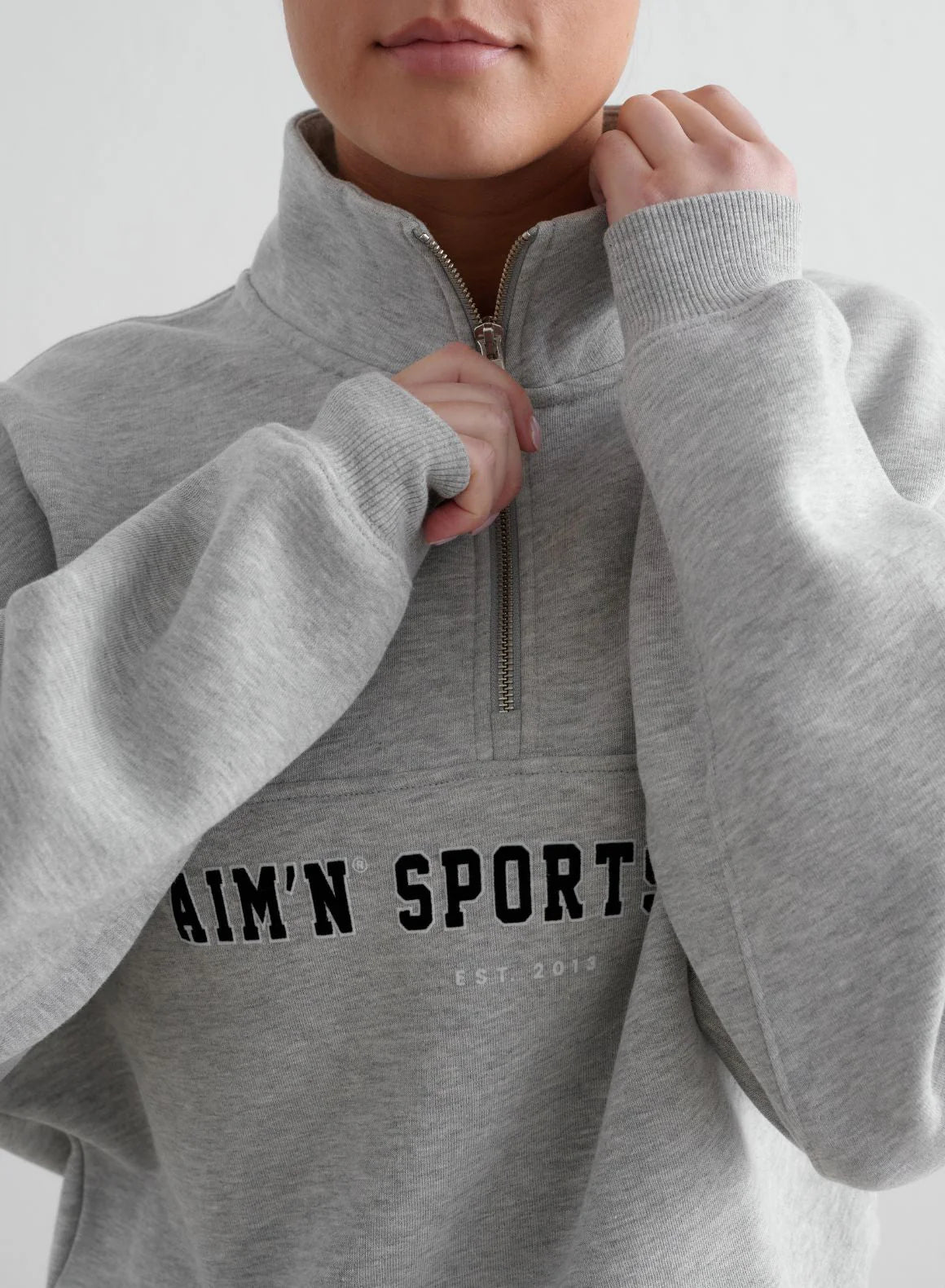 Aim'n Sportswear Varsity Sweat Half Zip grey melange