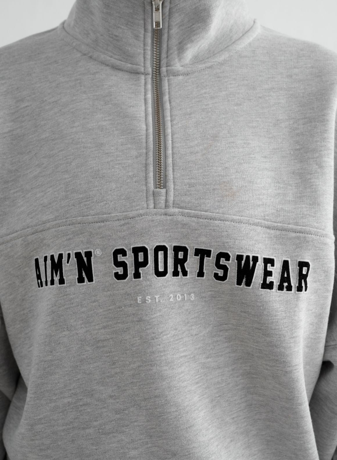 Aim'n Sportswear Varsity Sweat Half Zip grey melange